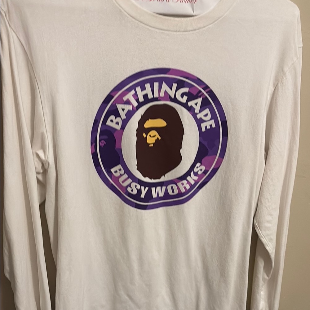 BAPE White Long Sleeve Shirt with Logo